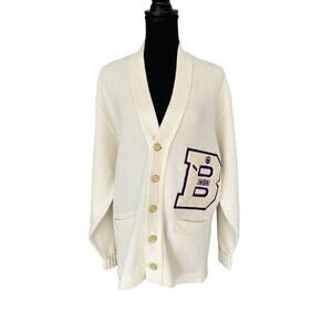 AMF Knit Letterman Cardigan Sweater 1960s B Basketball Size 42 Medium Women Men